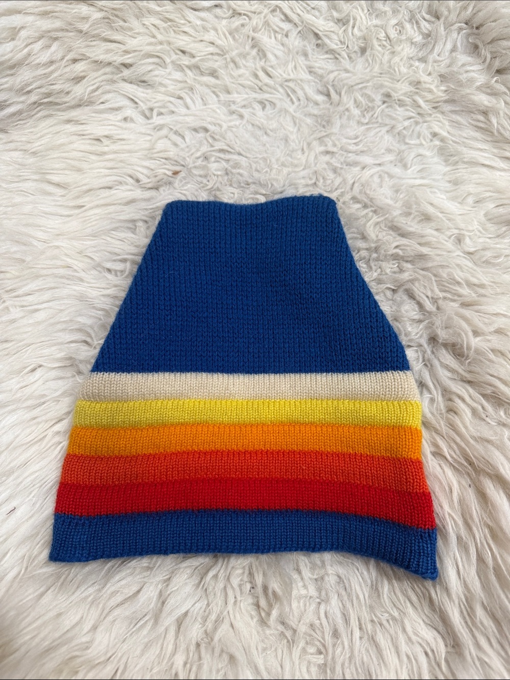 Vintage Wigwam Wool Acrylic Ski Winter Gear Knit Beanie Hat Rainbow Stripes